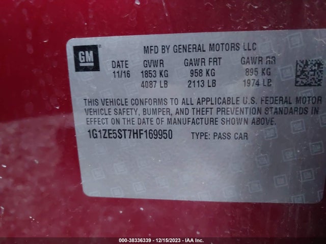 Chevrolet MALIBU 1LT 2017 1G1ZE5ST7HF169950 Image 9