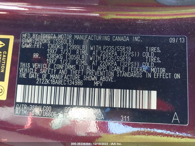 Lexus RX 350 2014 2T2ZK1BA8EC134986 Image 9