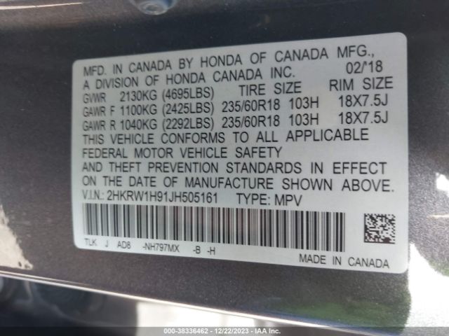 2HKRW1H91JH505161 Honda Cr-v Touring