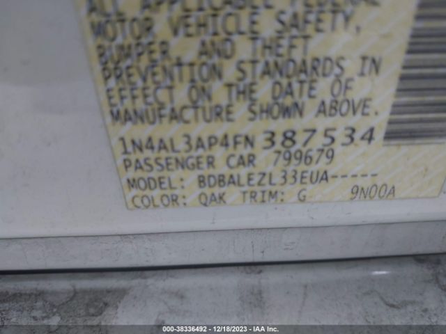 1N4AL3AP4FN387534 Nissan Altima 2.5/2.5 S/2.5 Sl/2.5 Sv