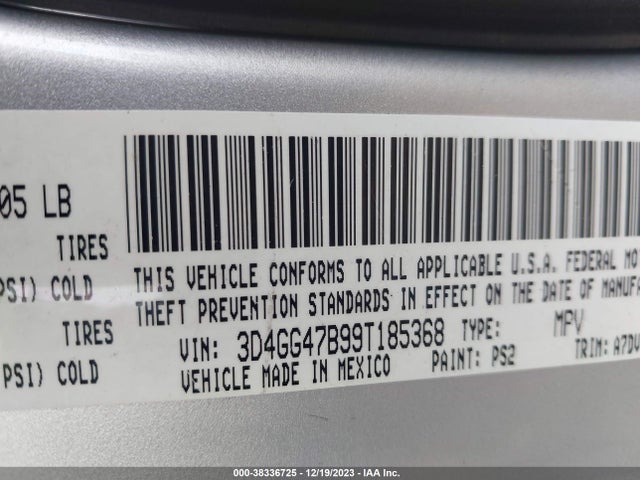 2009 DODGE JOURNEY SE VIN: 3D4GG47B99T185368