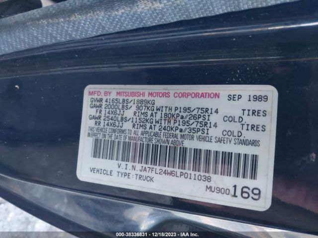 1990 MITSUBISHI MIGHTY MAX / S JA7FL24W6LP011038 Photo 8
