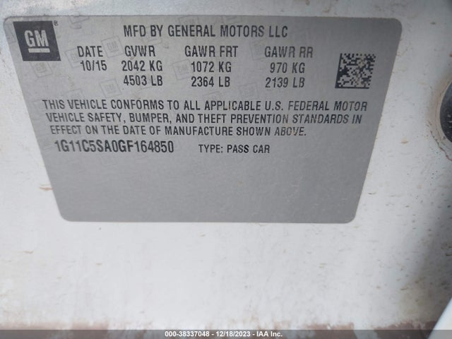 Chevrolet Malibu Limited Lt 2016 1G11C5SA0GF164850 Image 9