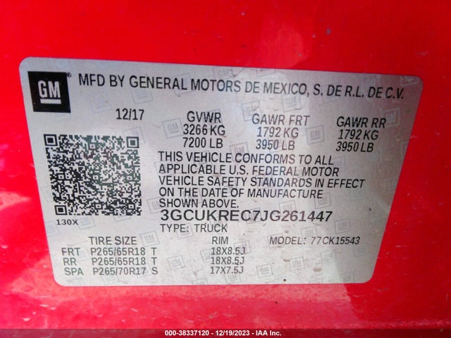 Chevrolet Silverado 1500 2lt 2018 3GCUKREC7JG261447 Image 9
