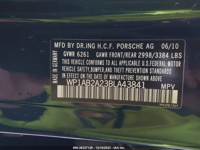2011 PORSCHE CAYENNE WP1AB2A23BLA43841 Photo 8