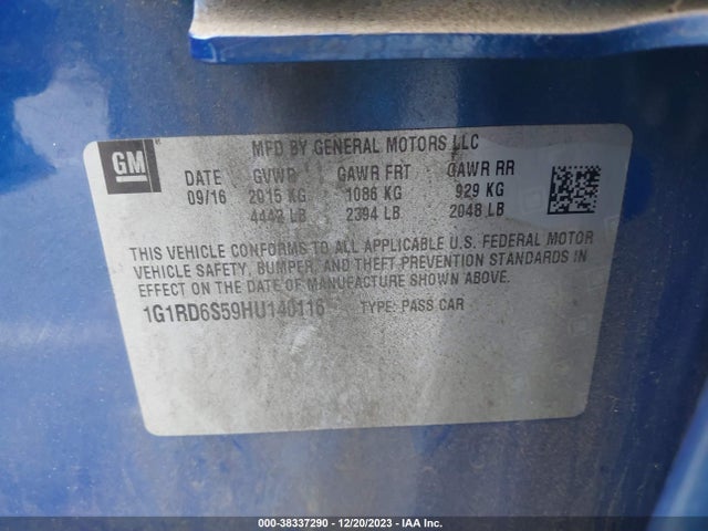 Chevrolet Volt Premier 2017 1G1RD6S59HU140116 Image 9