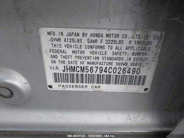 2004 HONDA ACCORD 2.4 EX VIN: JHMCM56794C026490
