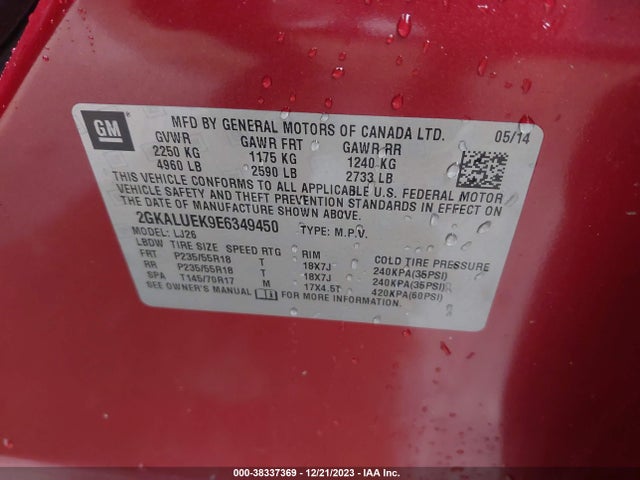 GMC Terrain Denali 2014 2GKALUEK9E6349450 Image 9