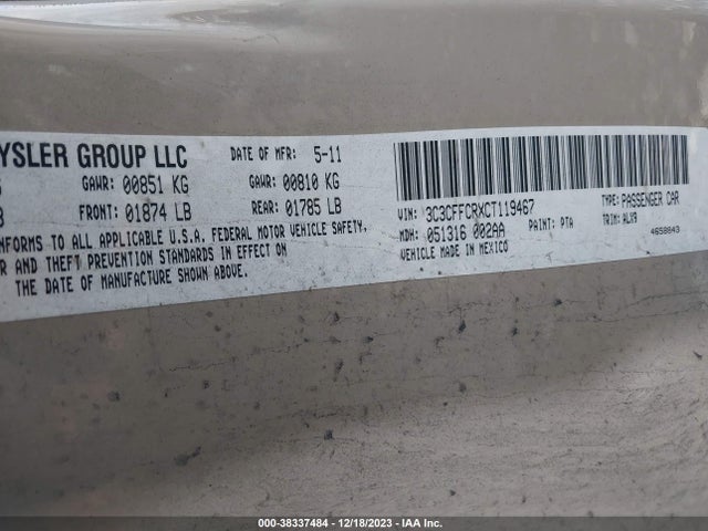 2012 FIAT 500 3C3CFFCRXCT119467 Photo 8