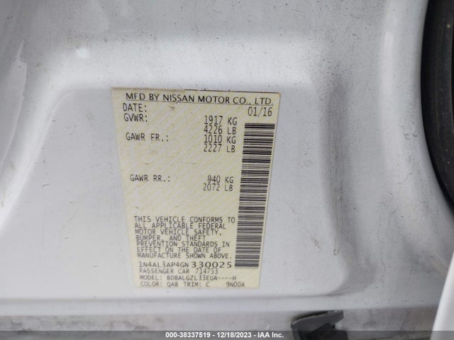 Nissan Altima 2.5 S 2016 1N4AL3AP4GN330025 Image 9
