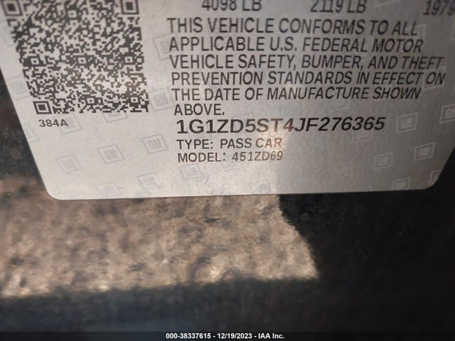 Chevrolet MALIBU LT 2018 1G1ZD5ST4JF276365 Image 9