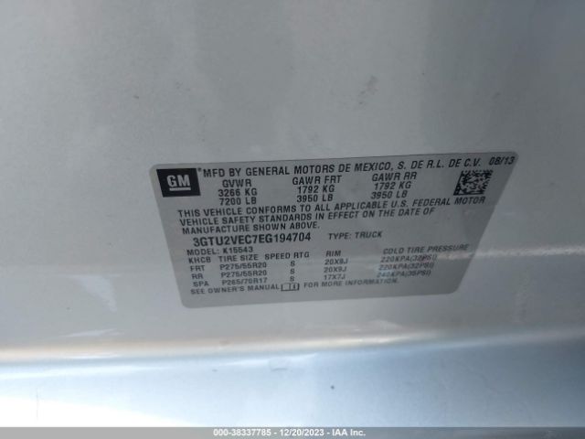 3GTU2VEC7EG194704 GMC Sierra 1500 Slt