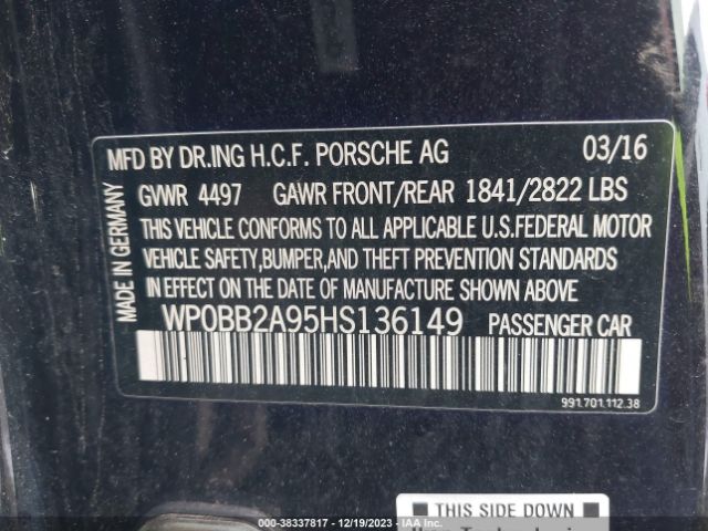 2017 PORSCHE 911 WP0BB2A95HS136149 Photo 8