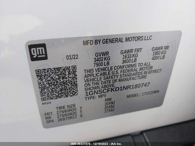 Chevrolet Suburban 2wd Premier 2022 1GNSCFKD1NR180747 Image 9