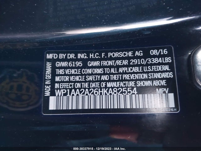 2017 PORSCHE CAYENNE WP1AA2A26HKA82554 Photo 8