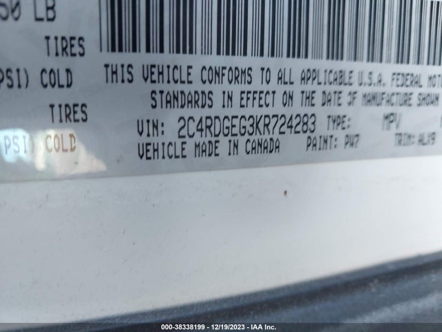 Dodge Grand Caravan Gt 2019 2C4RDGEG3KR724283 Image 9