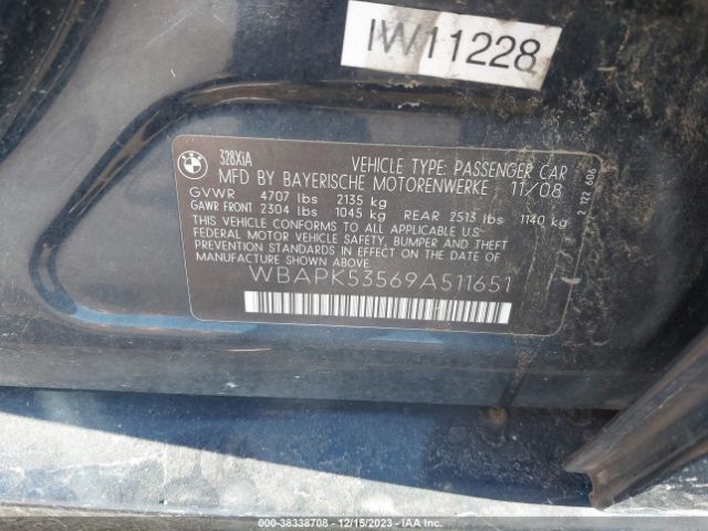 2009 BMW 3 SERIES WBAPK53569A511651 Photo 8