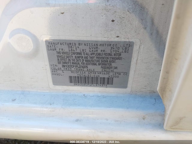 Nissan Versa Note S (sr)/s Plus/sl/sr/sv 2015 3N1CE2CP1FL374375 Image 20