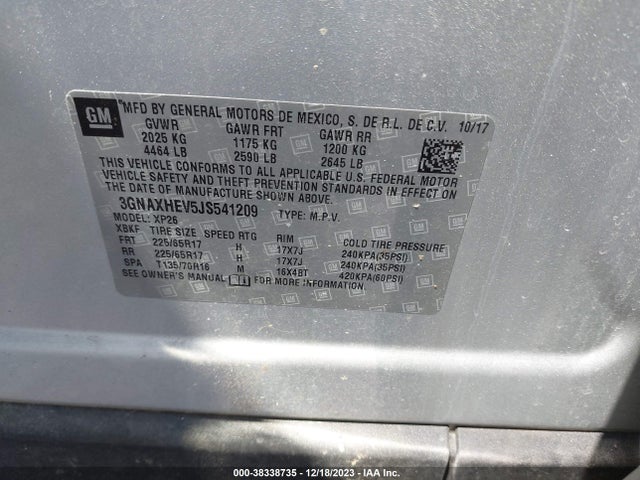 Chevrolet EQUINOX LS 2018 3GNAXHEV5JS541209 Image 9