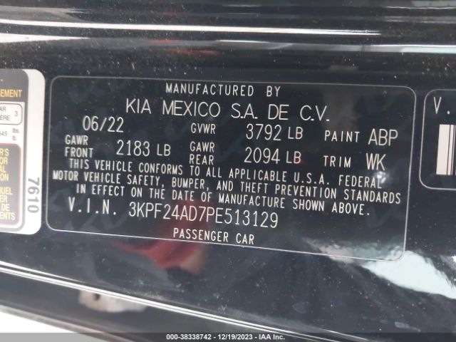 3KPF24AD7PE513129 KIA Forte Lxs