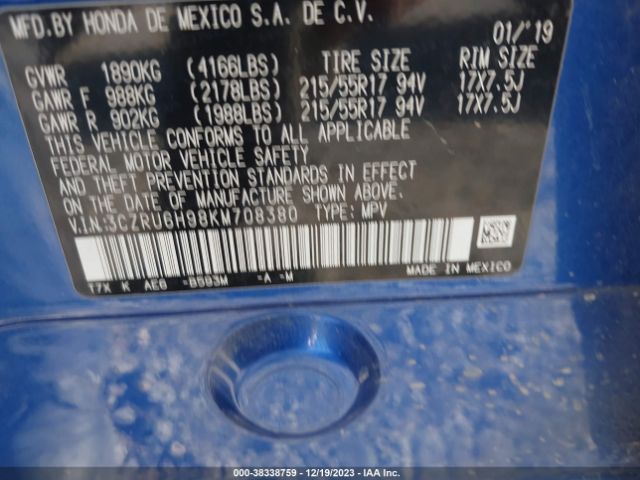 3CZRU6H98KM708380 Honda Hr-v Touring