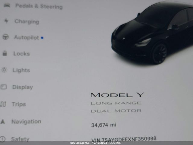 7SAYGDEEXNF350998 Tesla Model Y Long Range Dual Motor All-wheel Drive