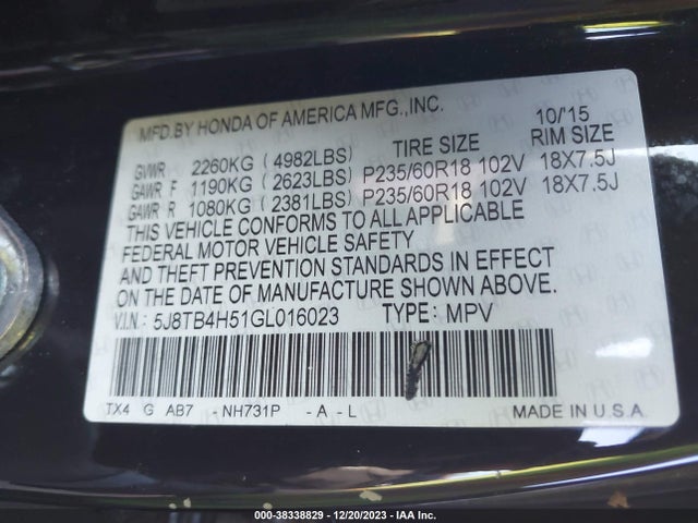 Acura Rdx Tech Pkg/tech/acurawatch Plus Pkg 2016 5J8TB4H51GL016023 Image 9