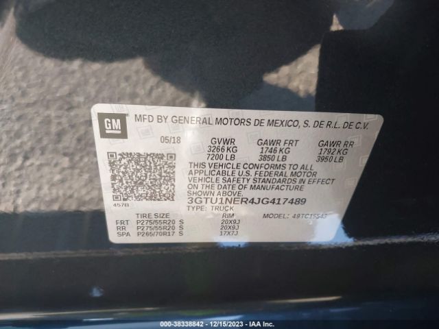 3GTU1NER4JG417489 GMC Sierra 1500 Slt
