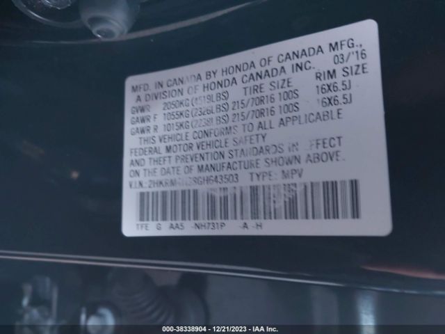2HKRM4H38GH643503 Honda CR-V LX