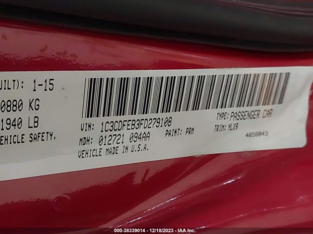 1C3CDFEB3FD279108 Dodge DART GT