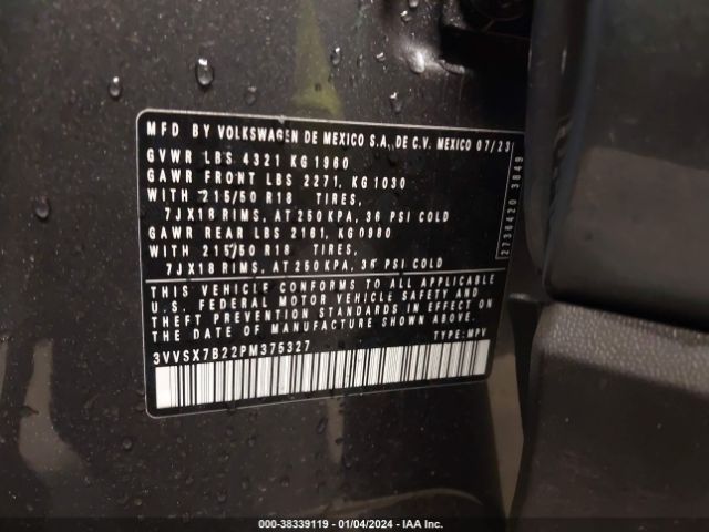 3VVSX7B22PM375327 Volkswagen Taos 1.5t Se