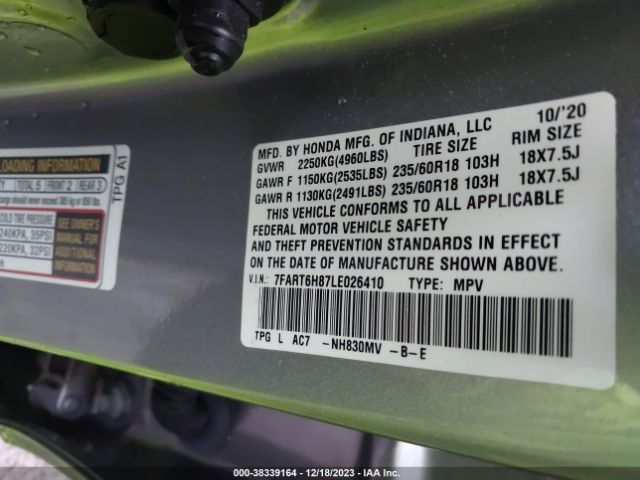 7FART6H87LE026410 Honda Cr-v Hybrid Ex-l