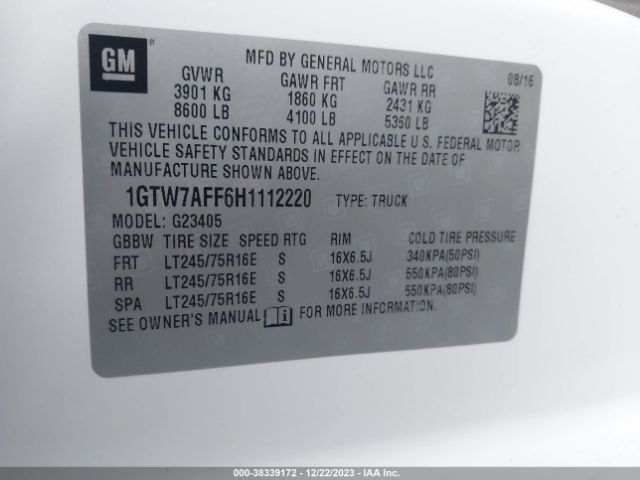 1GTW7AFF6H1112220 GMC Savana 2500 Work Van