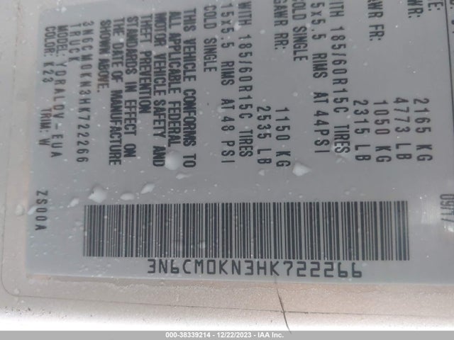Nissan Nv200 S 2017 3N6CM0KN3HK722266 Image 9