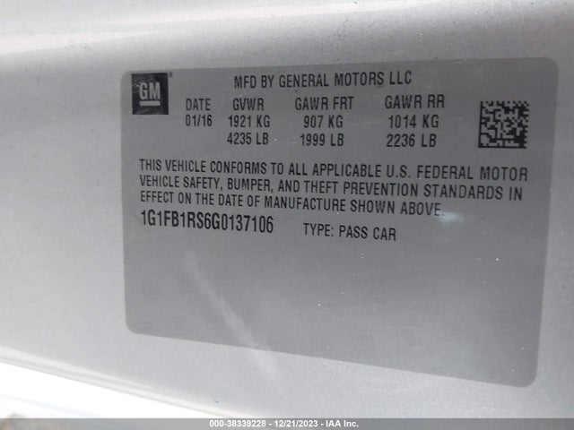 Chevrolet Camaro 1lt 2016 1G1FB1RS6G0137106 Image 9