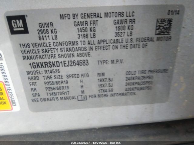 1GKKRSKD1EJ264683 GMC Acadia Slt-2