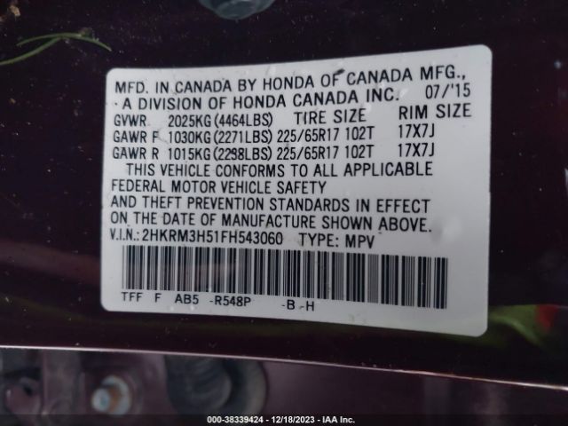 2HKRM3H51FH543060 Honda CR-V EX