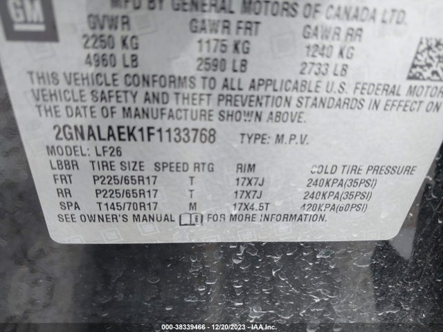 Chevrolet EQUINOX LS 2015 2GNALAEK1F1133768 Image 9