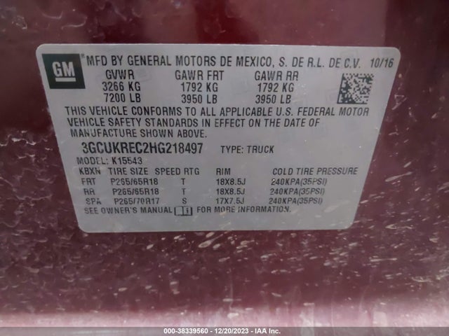 Chevrolet Silverado 1500 2lt 2017 3GCUKREC2HG218497 Image 9