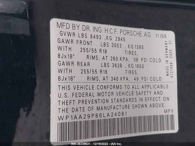 2006 PORSCHE CAYENNE WP1AA29P86LA24081 Photo 8