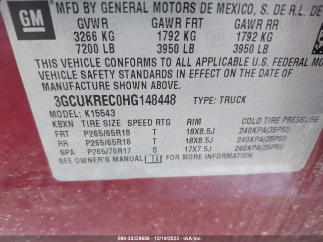Chevrolet Silverado 1500 1lt 2017 3GCUKREC0HG148448 Image 9