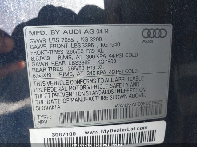 WA1LMAFE0ED019927 Audi Q7 3.0 Tdi Premium