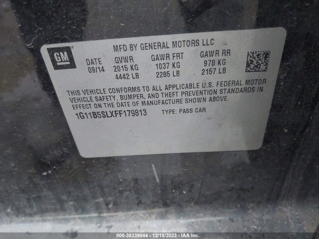 Chevrolet MALIBU LS 2015 1G11B5SLXFF179813 Image 9