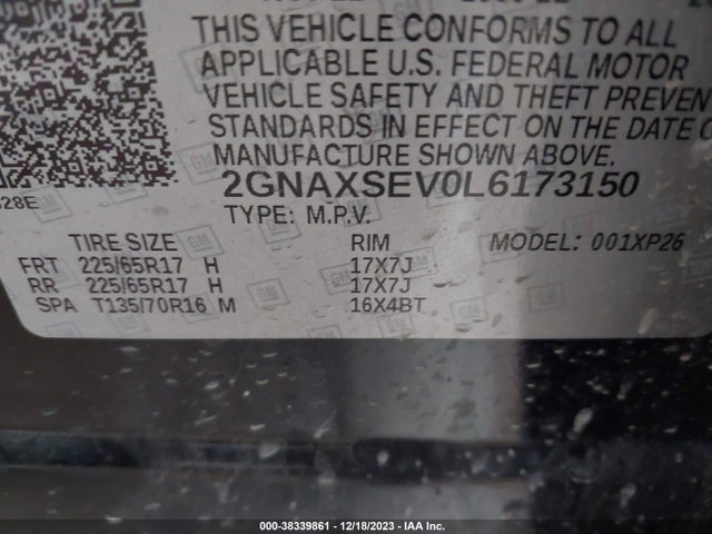Chevrolet Equinox Awd Ls 2020 2GNAXSEV0L6173150 Image 9