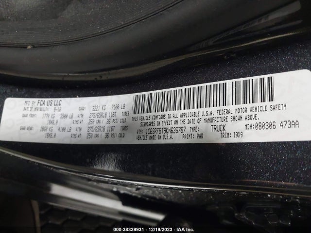 1C6SRFBT8KN636767 RAM 1500