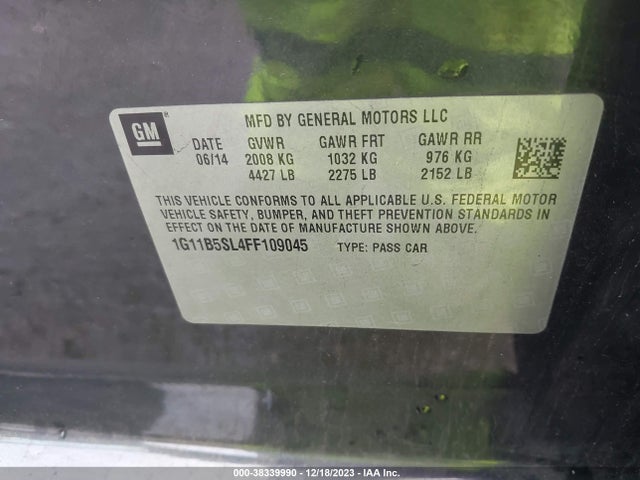 Chevrolet MALIBU LS 2015 1G11B5SL4FF109045 Image 9