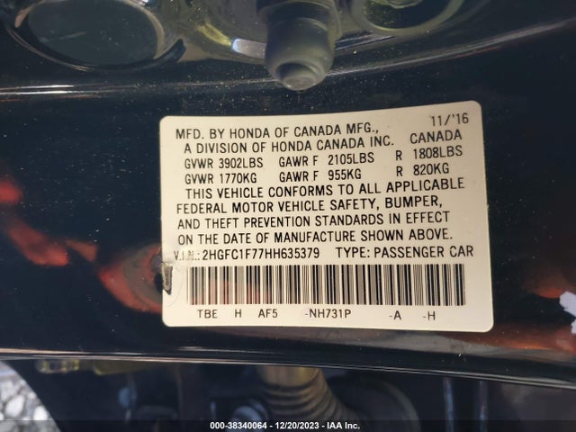 Honda Civic Ex-l 2017 2HGFC1F77HH635379 Image 9