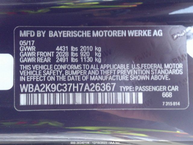 WBA2K9C37H7A26367 BMW 230I