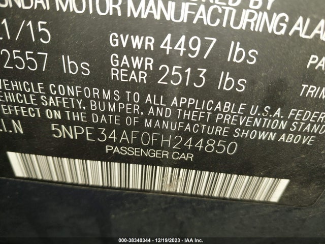 Hyundai Sonata Sport 2015 5NPE34AF0FH244850 Image 9