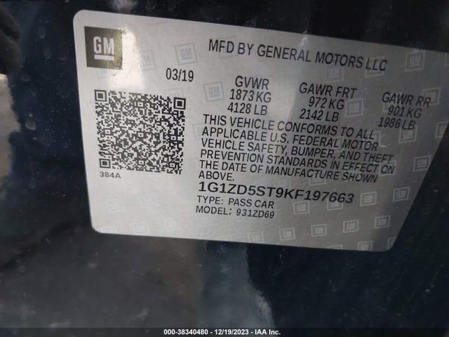 Chevrolet MALIBU LT 2019 1G1ZD5ST9KF197663 Image 9